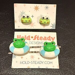 Frog Hair Clips and Earrings Set
